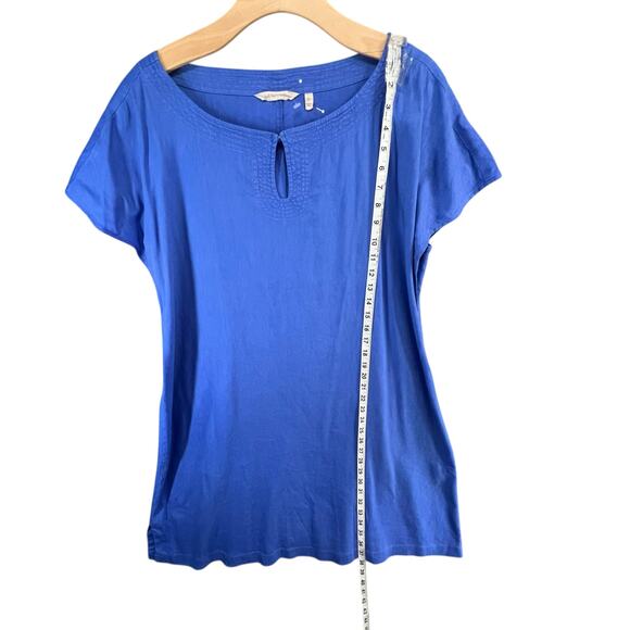 Soft Surroundings Dress Womens L Blue Linen Blend A Line Keyhole Lagom Comfort - Picture 9 of 13